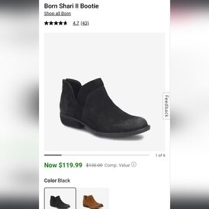 Born Shari II Black Suede Booties Size 9